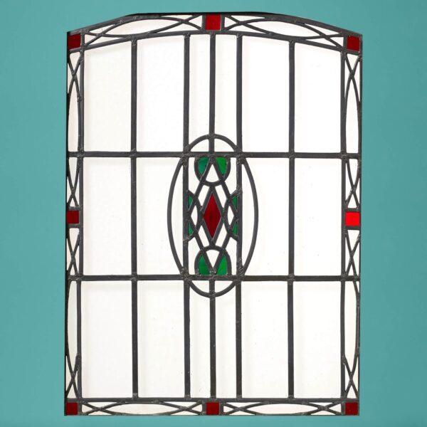0_36399_copy Antique Art Nouveau Shallow Arched Stained Glass Window