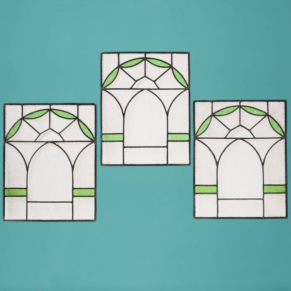 Set of 3 Edwardian Stained Glass Panels