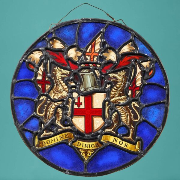 Antique Heraldic St George’s Cross Stained Glass Roundel