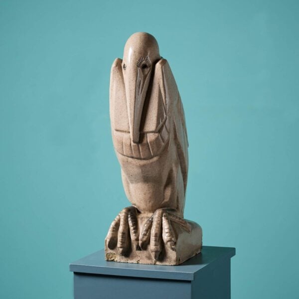 1920s Glazed Stoneware Pelican Sculpture