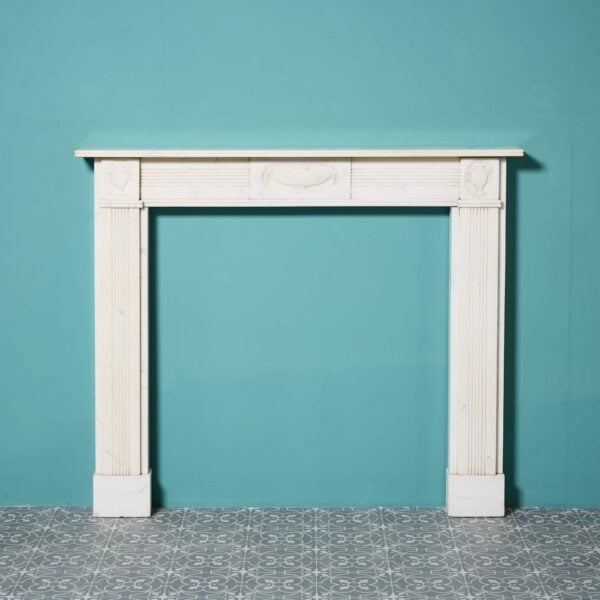 0_36852-1 Antique Georgian Style White Statuary Marble Fire Surround