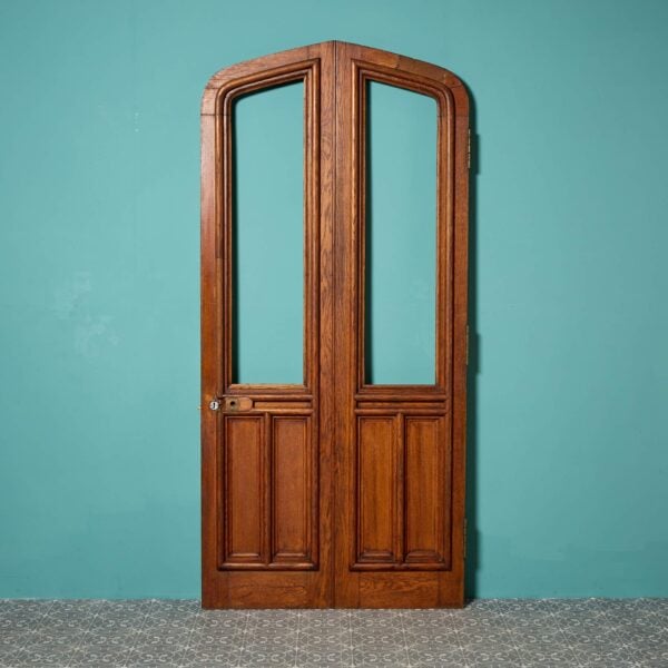 Antique Victorian Double Oak Doors for Glazing