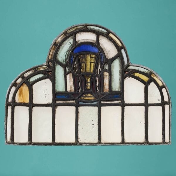 Ecclesiastical 20th Century Arched Stained Glass Panel