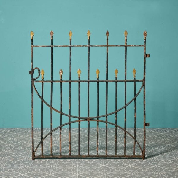 0_34624-1 Antique Wrought Iron Gate with Gold Arrowhead Finials