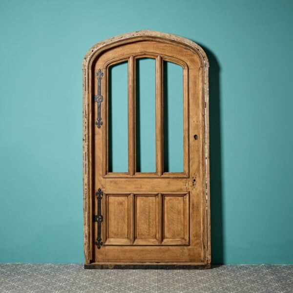 0_36490-2 English Gothic Revival Oak Arched Exterior Door for Glazing