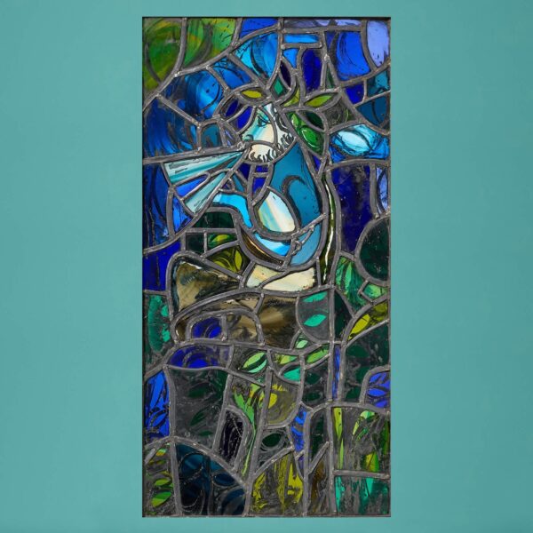 0_36532-blue Vibrant Mythical Stained Glass Window