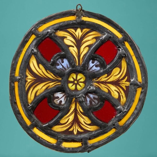 Small Victorian 19th Century Roundel Stained Glass Panel