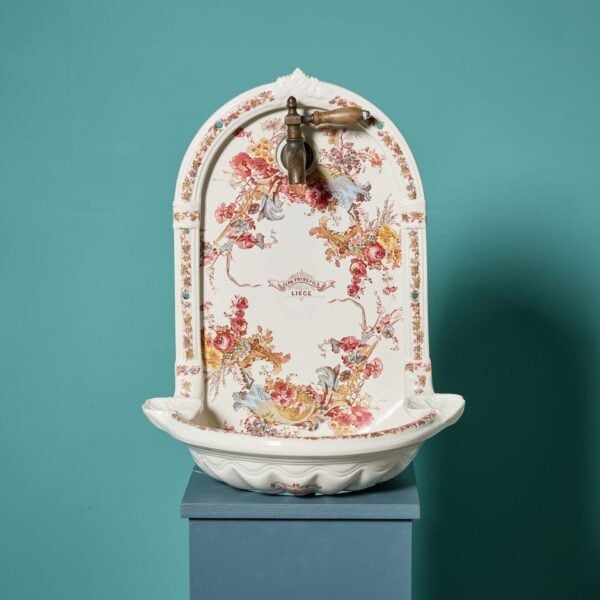 English Victorian Polychrome Patterned Wall Mounted Sink Basin