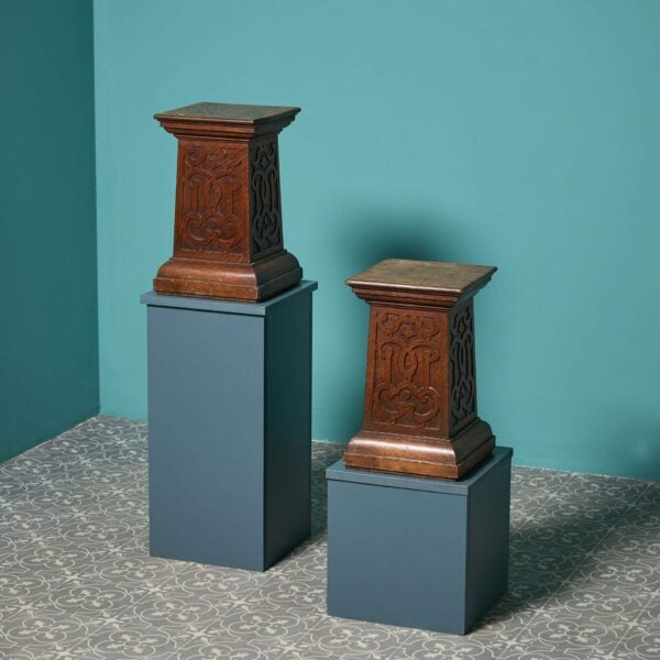 Pair of Antique English Carved Oak Pedestals