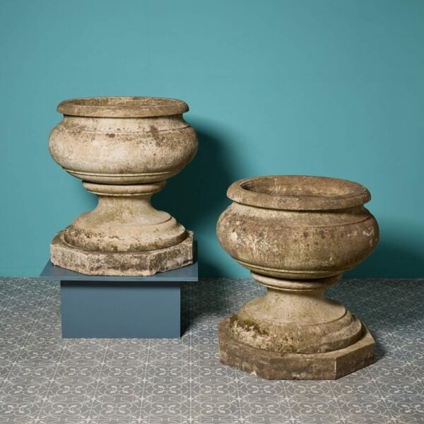 0_35815_-7 Pair of Large Composition Stone Urns