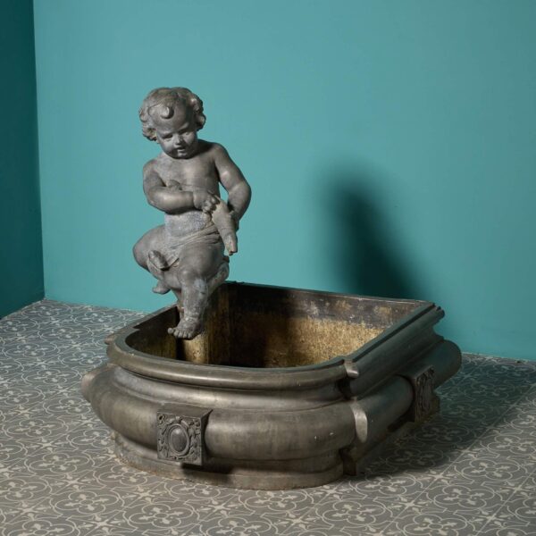 0_36264_-1 Antique French Lead Alloy Fountain with Cherub Figure