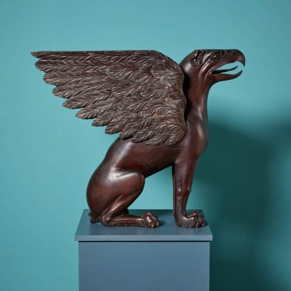 19th Century English Carved Mahogany Griffin Sculpture