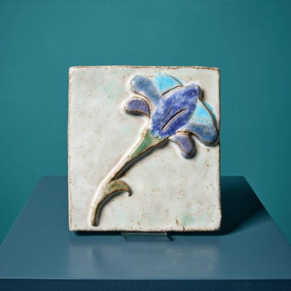 Danish Glazed Floral Clay Tile or Wall Plaque