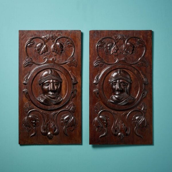 Pair of Medieval Style Oak Wall Panels