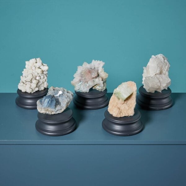Collection of 5 Mineral Crystals Including Celestite, Quartz & Green Apophyllite