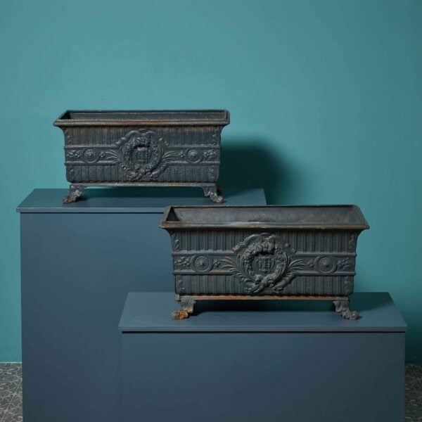 0_34716-1 Pair of Antique Cast Iron Trough Planters
