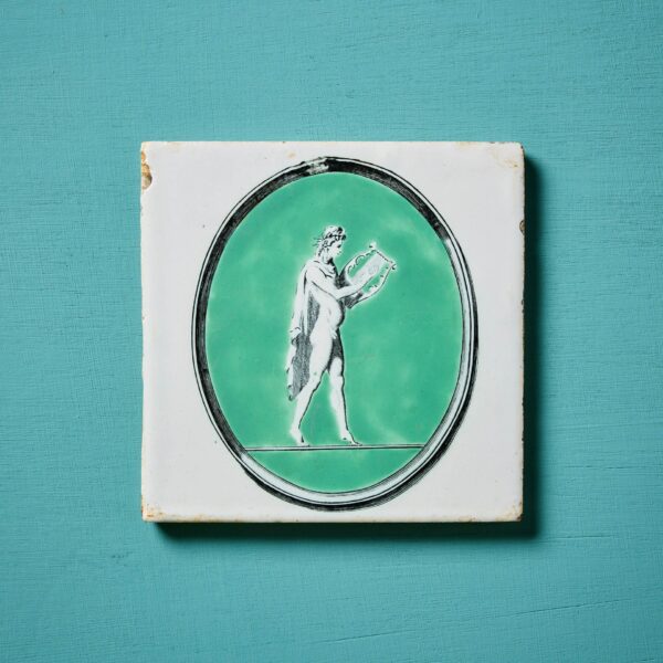 Antique Liverpool Delft Tile with Neoclassical Figure