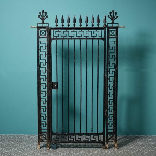 Antique Georgian Wrought Iron Pedestrian Gate & Posts