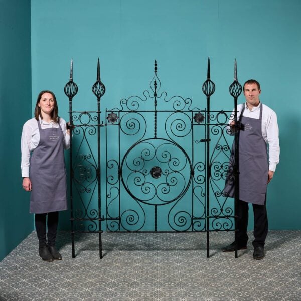 Ornate 19th Century French Wrought Iron Pedestrian Gate with Posts