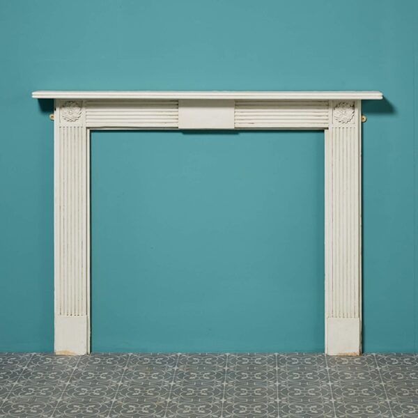 Antique English Painted Pine Bullseye Style Fire Surround