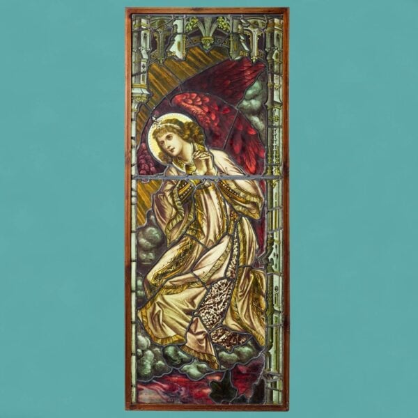 Tall Antique 19th Century Angel Stained Glass