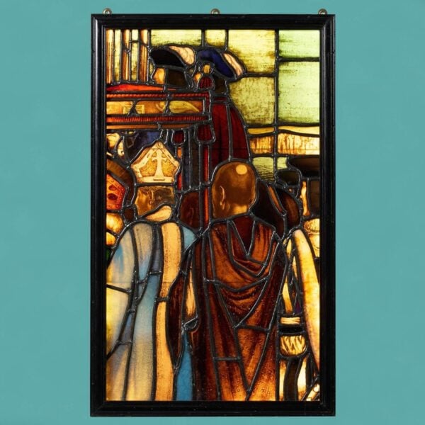 Antique Tudor Style Stained Glass Light Box