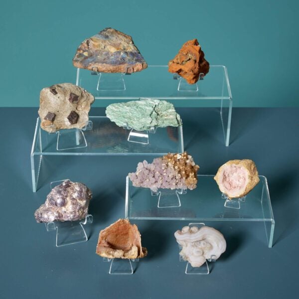Collection of 9 Prehistoric Minerals including Amethyst, Agate & Fuchsite