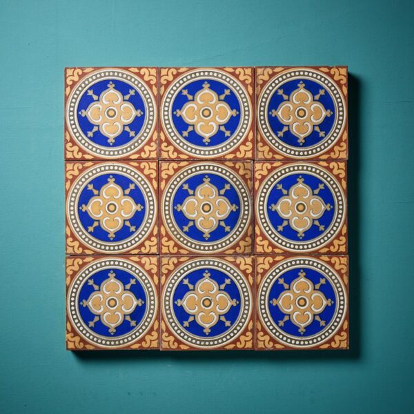 Set of 9 Antique Encaustic Tiles by Maw & Co