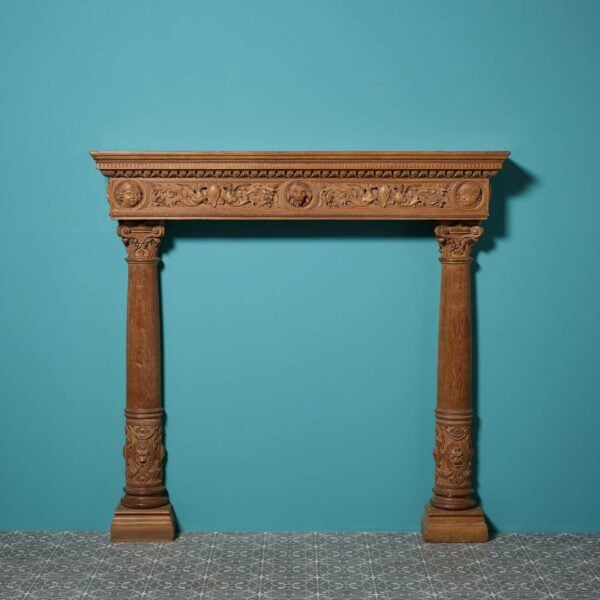Antique Italian Neoclassical Walnut & Oak Carved Fireplace