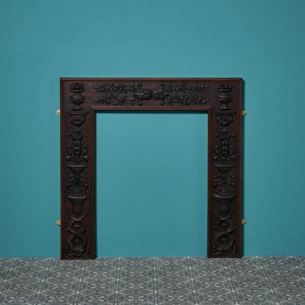 Antique English Neoclassical Style Carved Oak Fireplace