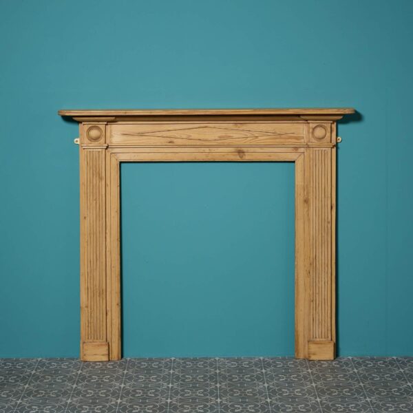 Antique Georgian Waxed Pine Bullseye Fireplace