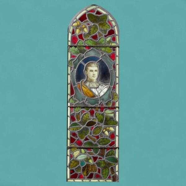 0_36997-blue Victorian Arched Stained Glass Lancet Window