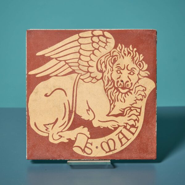 A. W. N. Pugin 'Lion of St Mark' 6-Inch Encaustic Tile by Minton