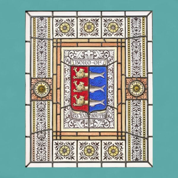 0_37092-blue Great Yarmouth Coat of Arms Stained Glass Window