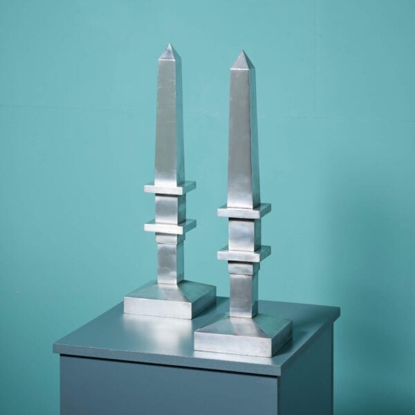 Pair of Art Deco Style Polished Aluminium Obelisks