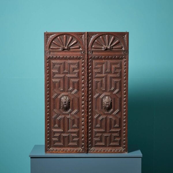 Set of Antique Oak Geometric Cabinet Doors