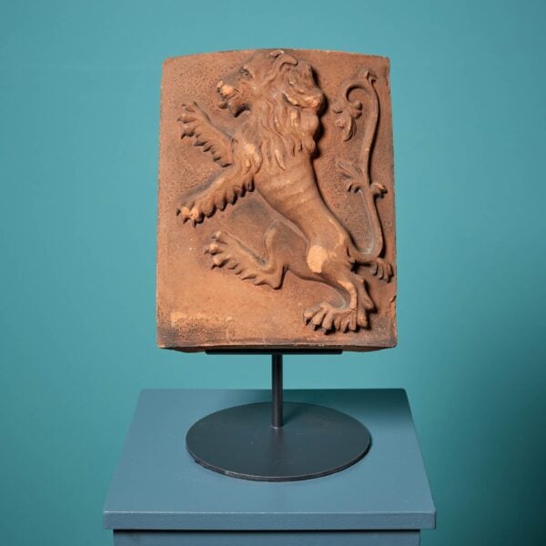 Antique Tudor Style Terracotta Rampant Lion Brick on Stand