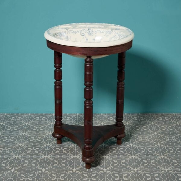 Victorian Mahogany Washstand with Round Transfer Print Sink
