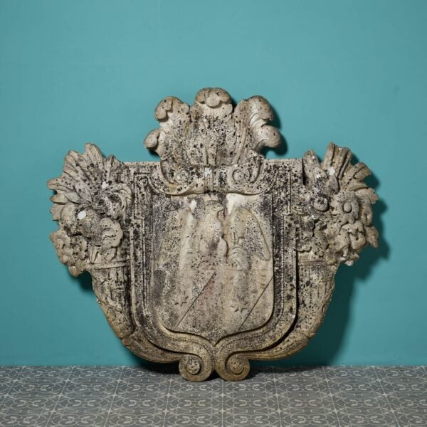 Large 19th Century Carved Carrara Marble Gibraltarian Armorial Crest
