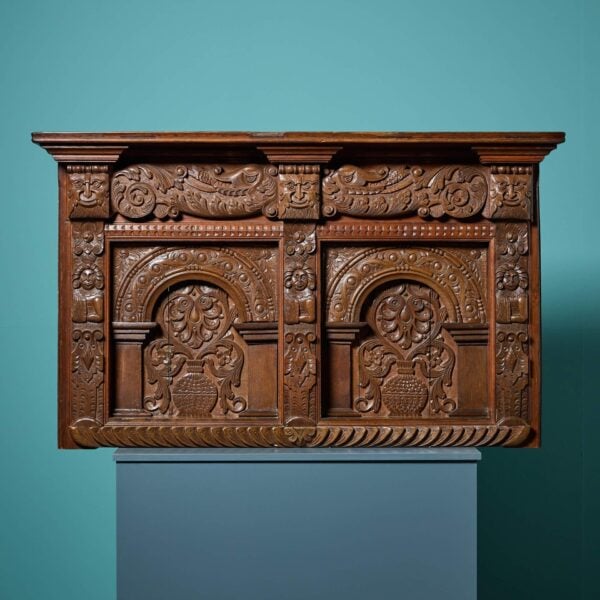 Tudor Style Antique Carved Oak Wall Panel or Headboard