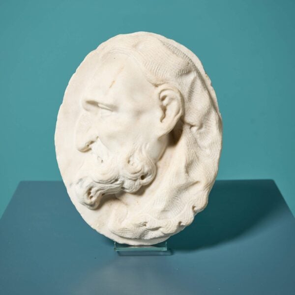 0_37076-1 Large 18th Century Italian Statuary Marble Portrait Medallion