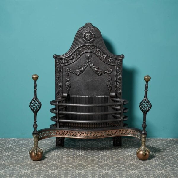 Large 19th Century English Fire Grate with Ball & Claw Feet