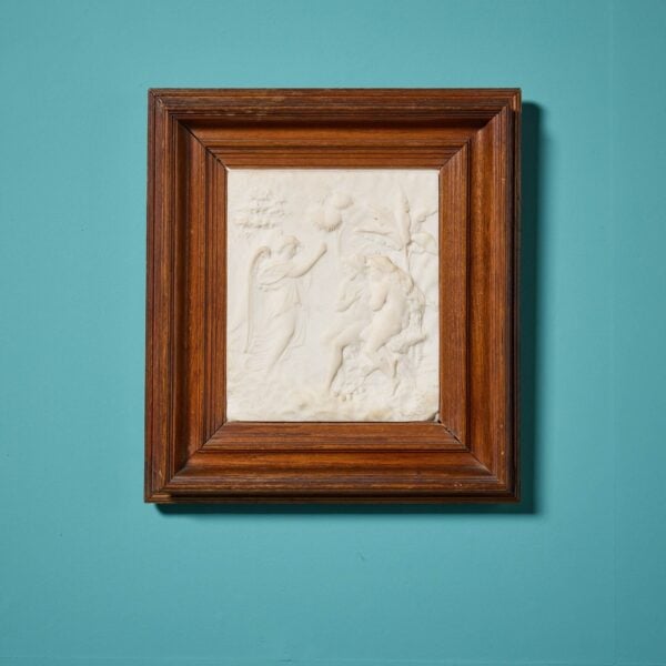Framed French White Marble Ecclesiastical Relief Plaque c.1912