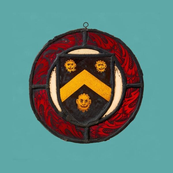 0_37201-0 Antique English Stained Glass Heraldic Roundel