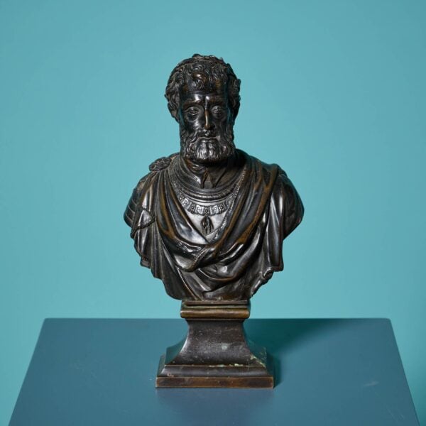 0_37220-1 19th Century Bronze Bust Of Charles V After Leoni Leone