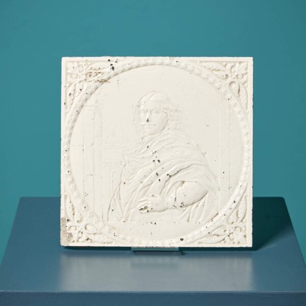 Minton Hollins Antique Tin Glaze Portrait Tile Depicting A Nobleman