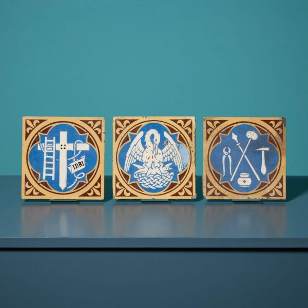 19th Century Passion Of Christ Triptych By The Campbell Brick & Tile Co