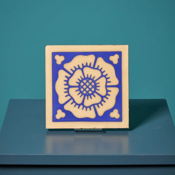 English 19th Century Encaustic Tudor Rose Tile By W. Goodwin