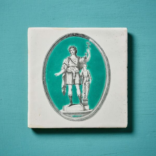 Antique Liverpool Delft Tile with Neoclassical Figure