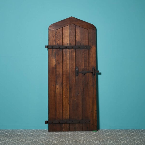 37132-1 19th Century Gothic Style Arched Oak Plank Door